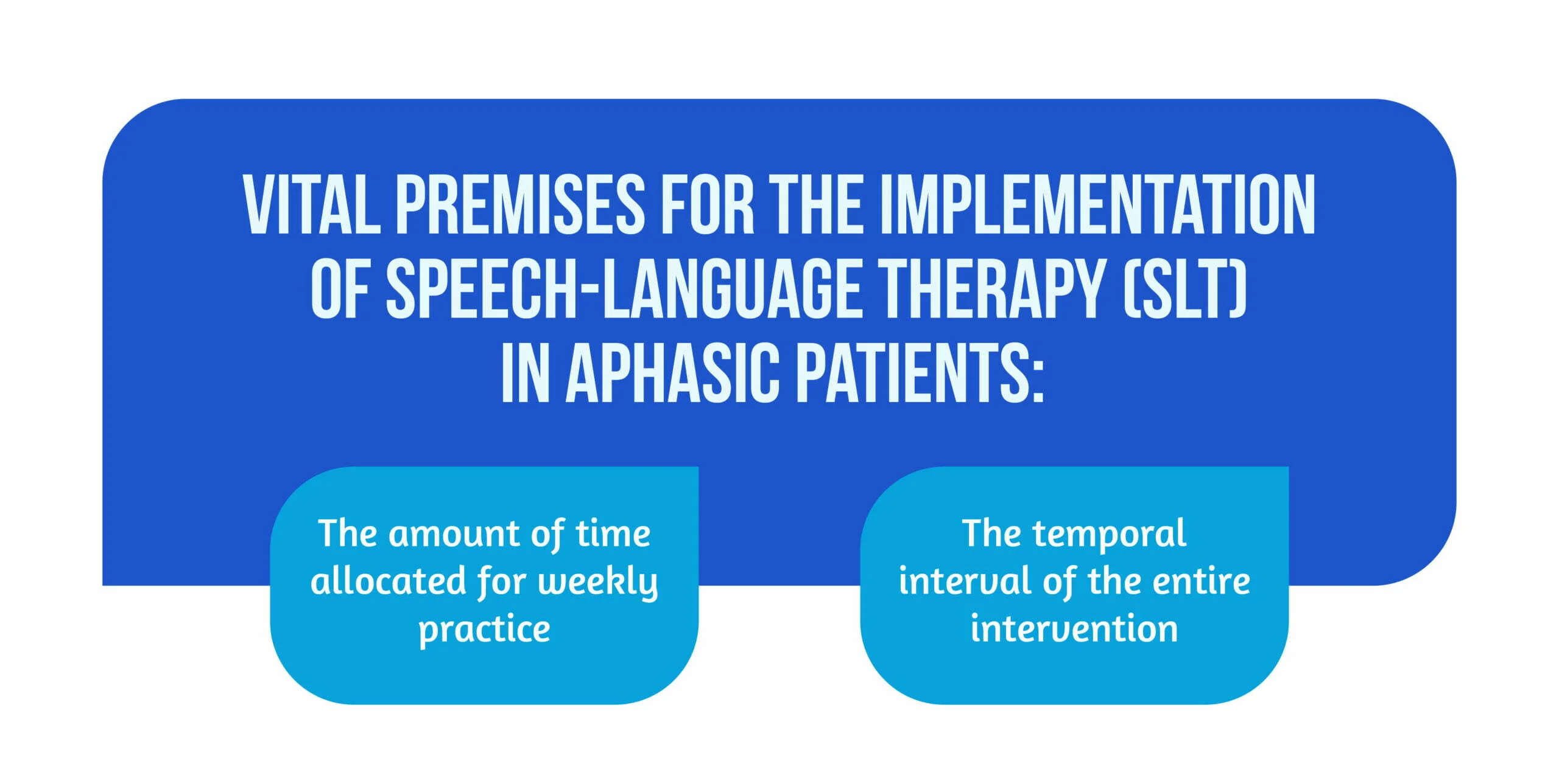 Shedding light on Speech-Language Therapy: How stroke survivors can benefit from intensive rehabilitation training for chronic aphasia 2 Graph 01 Vital premises for the implementation of Speech Language Therapy SLT in aphasic patients scaled